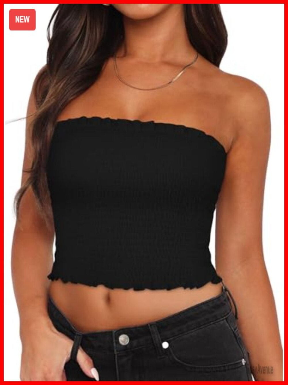 Ruffle Tube Top Strapless Sleeveless Crop Tank Top Summer